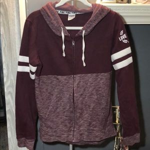 PINK maroon zip up hoodie